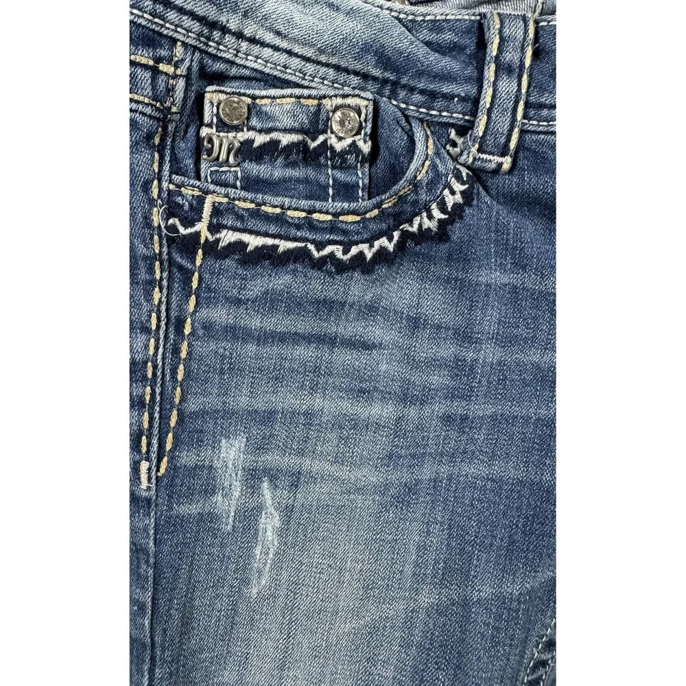 Miss Me Bootcut Jeans Womens 26 Blue Dark Wash Embroidered Rhinestone Denim - Picture 6 of 16